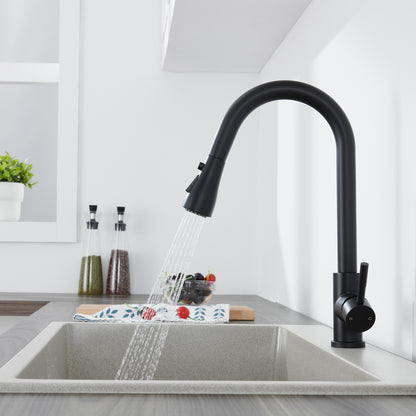 Single Handle Surface-Mounted Pull Out Sprayer Kitchen Faucet Standard Kitchen Faucet in Matte Black