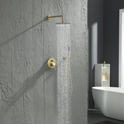 2-Spray Patterns Wall Mounted Handheld Shower Head 1.5 GPM in Brushed Gold