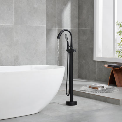 Single-Handle Freestanding Tub Faucet with Handheld Shower in. Matte Black