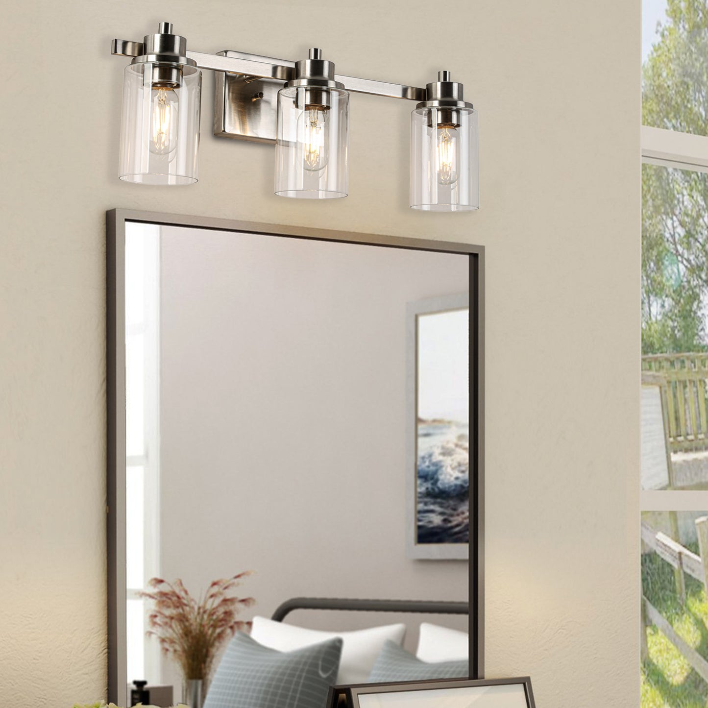 23-in 3-Light Brushed Nickel Led, Modern/Contemporary Vanity Light