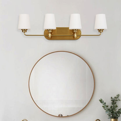 4-Light White Plus Gold Bathroom Vanity Light with Shade