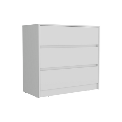 Three Drawer Dresser, Pull Out Mechanism-White