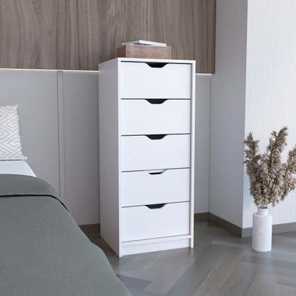 5 Drawers Tall Dresser, Pull Out System -White