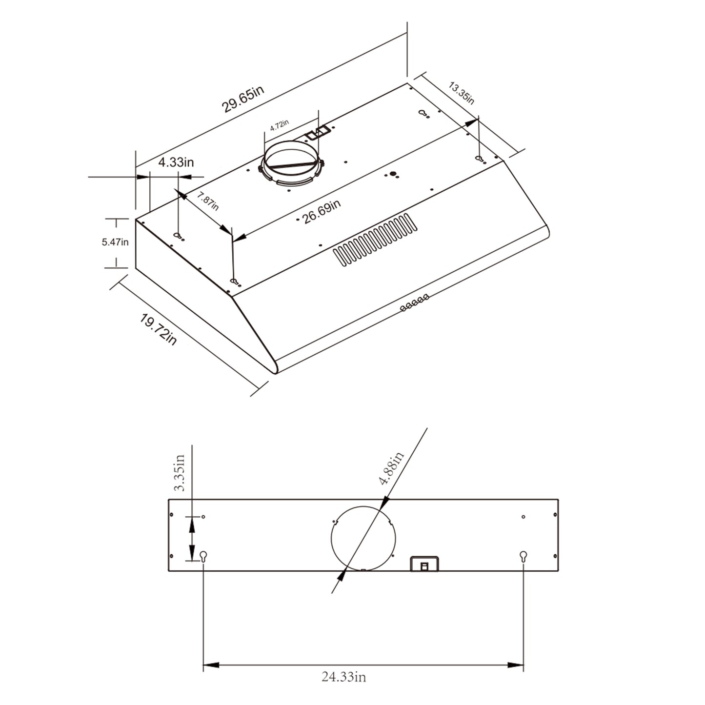 30-in 220-CFM Convertible Silver Under Cabinet Range Hoods Undercabinet Mount