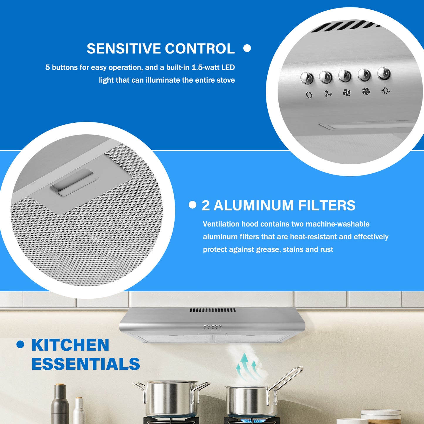 30-in 220-CFM Convertible Silver Under Cabinet Range Hoods Undercabinet Mount