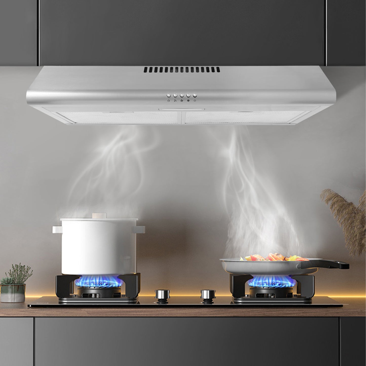 30-in 220-CFM Convertible Silver Under Cabinet Range Hoods Undercabinet Mount