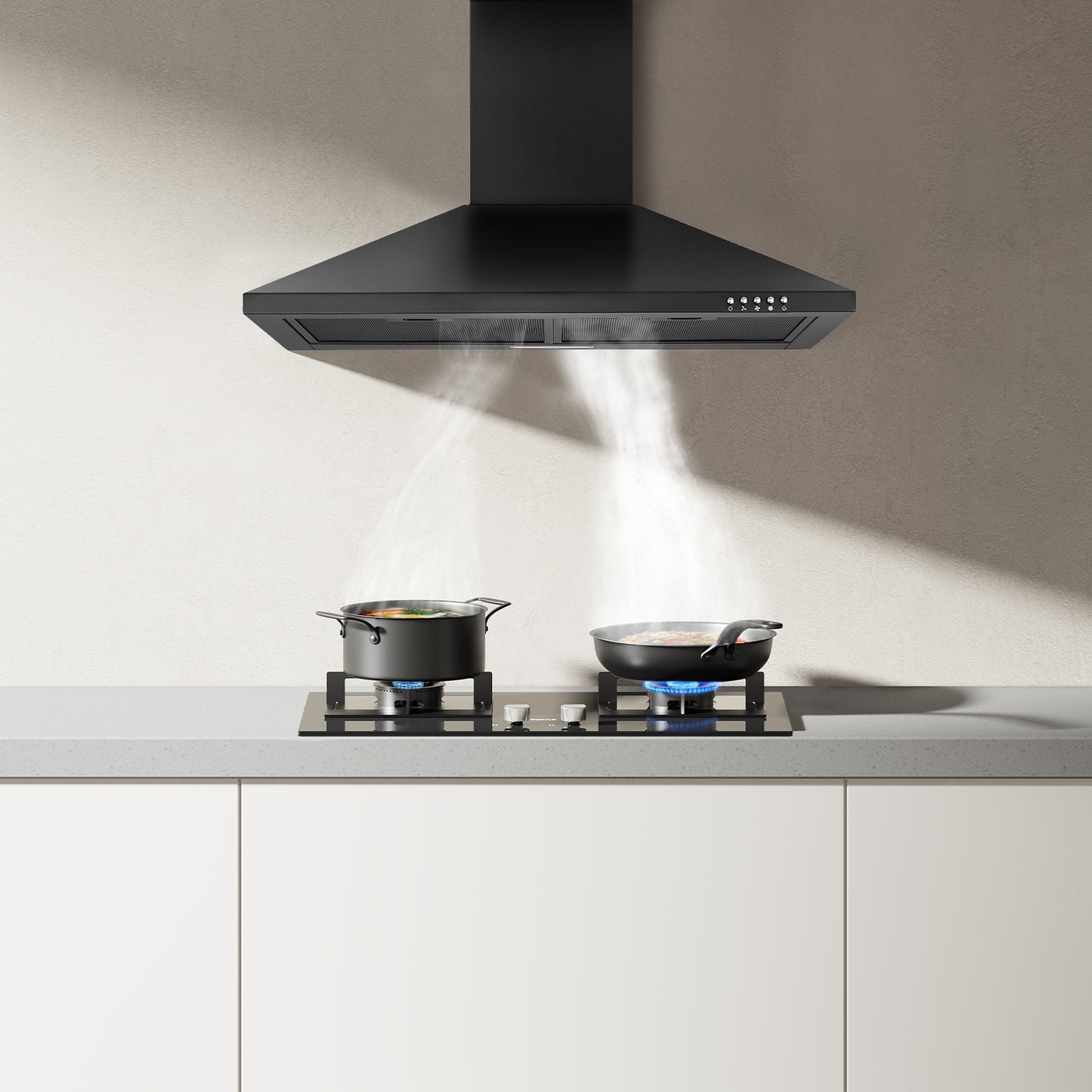 30-in 450-CFM Convertible Black Wall Mount Range Hoods