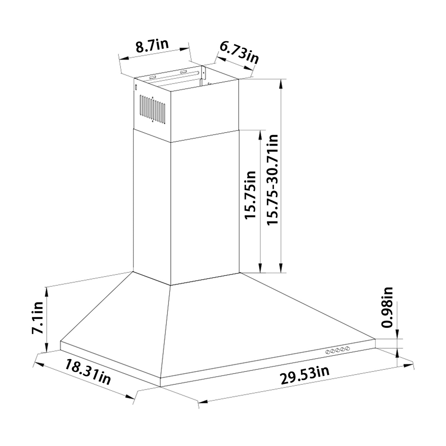 30-in 450-CFM Convertible Black Wall Mount Range Hoods