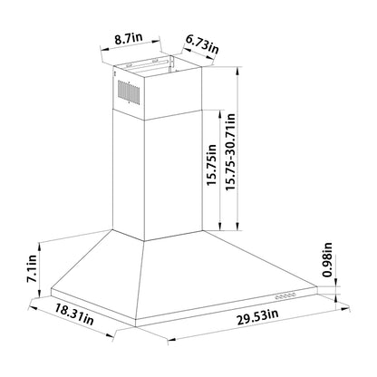 30-in 450-CFM Convertible Black Wall Mount Range Hoods
