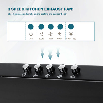 30-in 450-CFM Convertible Black Wall Mount Range Hoods