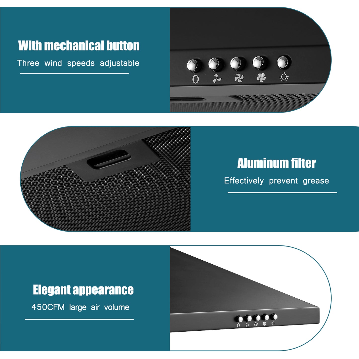 30-in 450-CFM Convertible Black Wall Mount Range Hoods