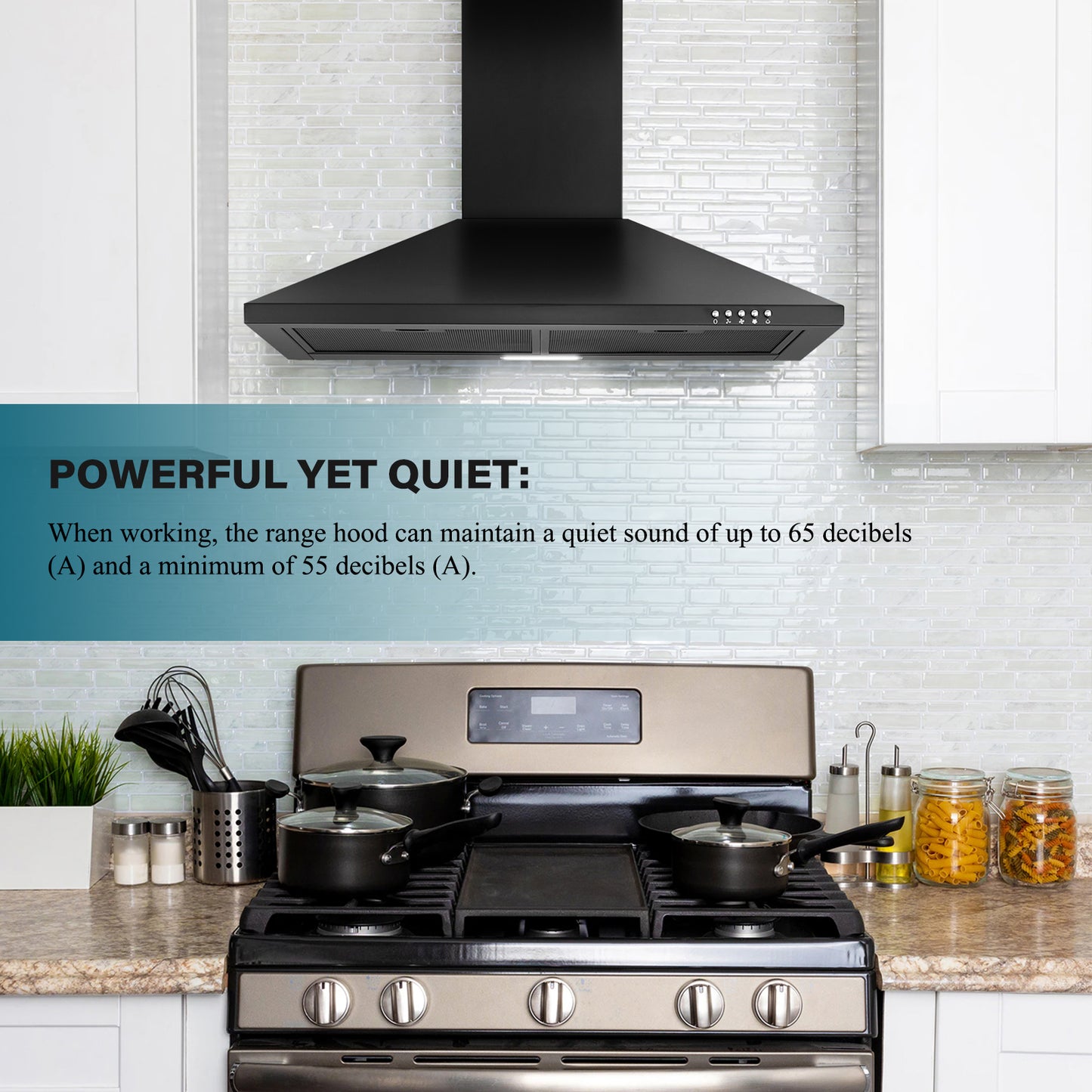 30-in 450-CFM Convertible Black Wall Mount Range Hoods