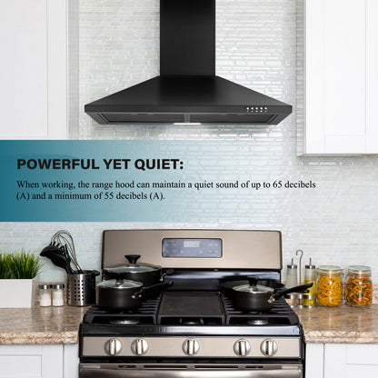 30-in 450-CFM Convertible Black Wall Mount Range Hoods
