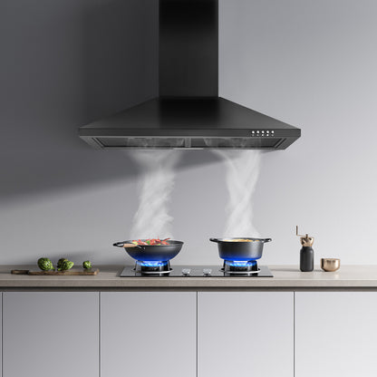 30-in 450-CFM Convertible Black Wall Mount Range Hoods