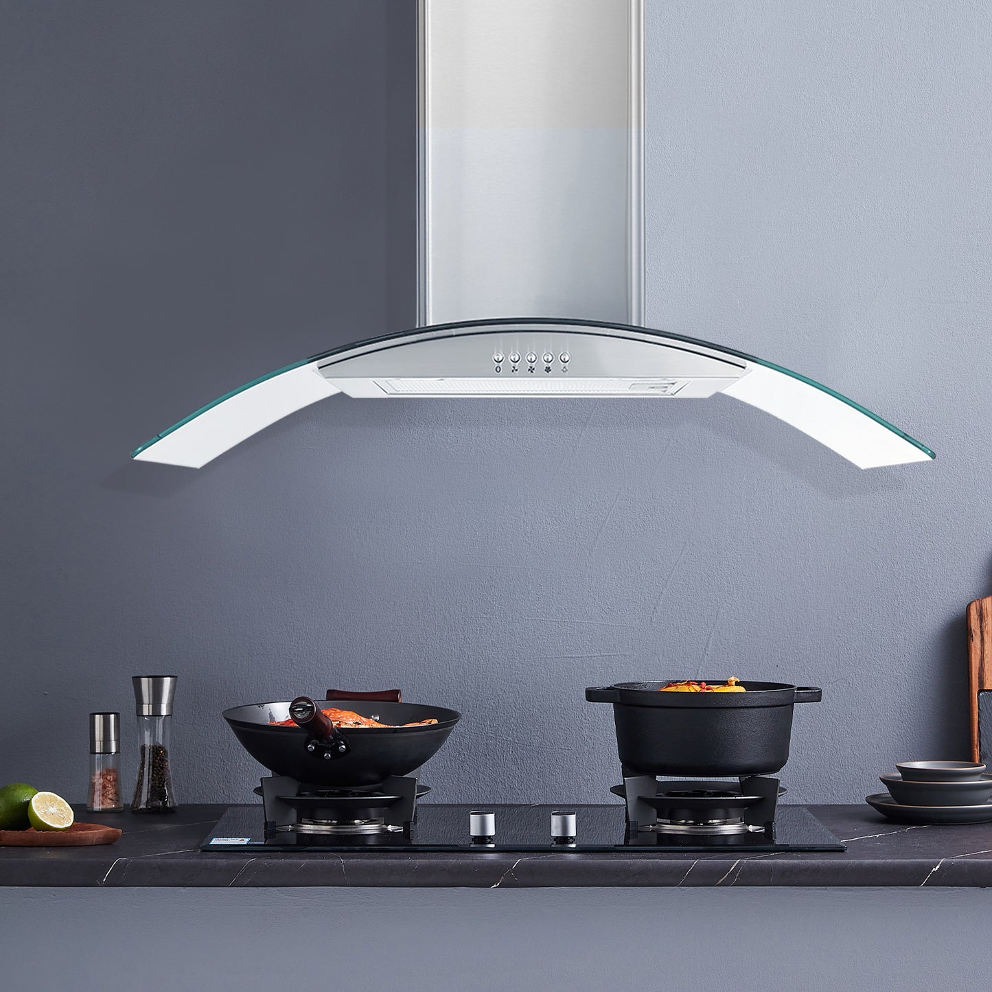 30-In 450-Cfm Ducted Silver Wall Mount Range Hoods With Charcoal Filter