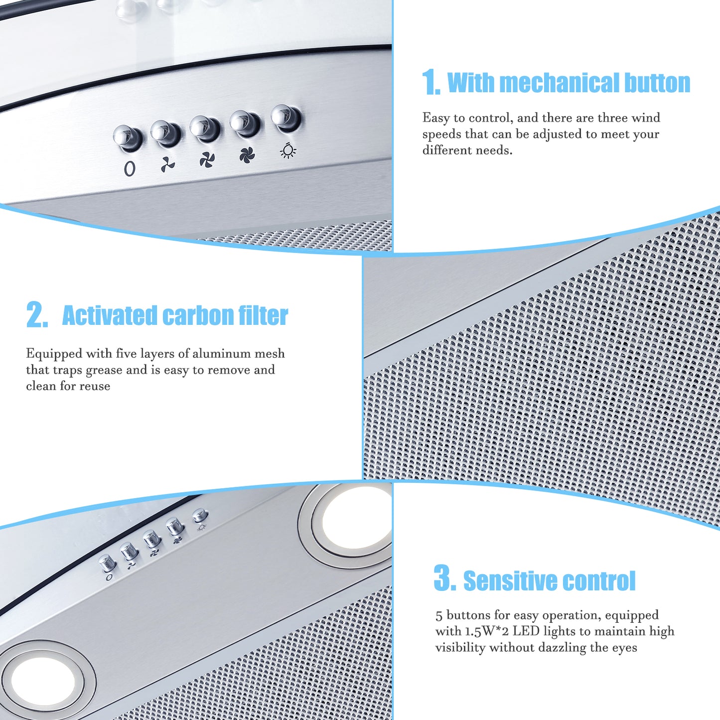 30-In 450-Cfm Ducted Silver Wall Mount Range Hoods With Charcoal Filter