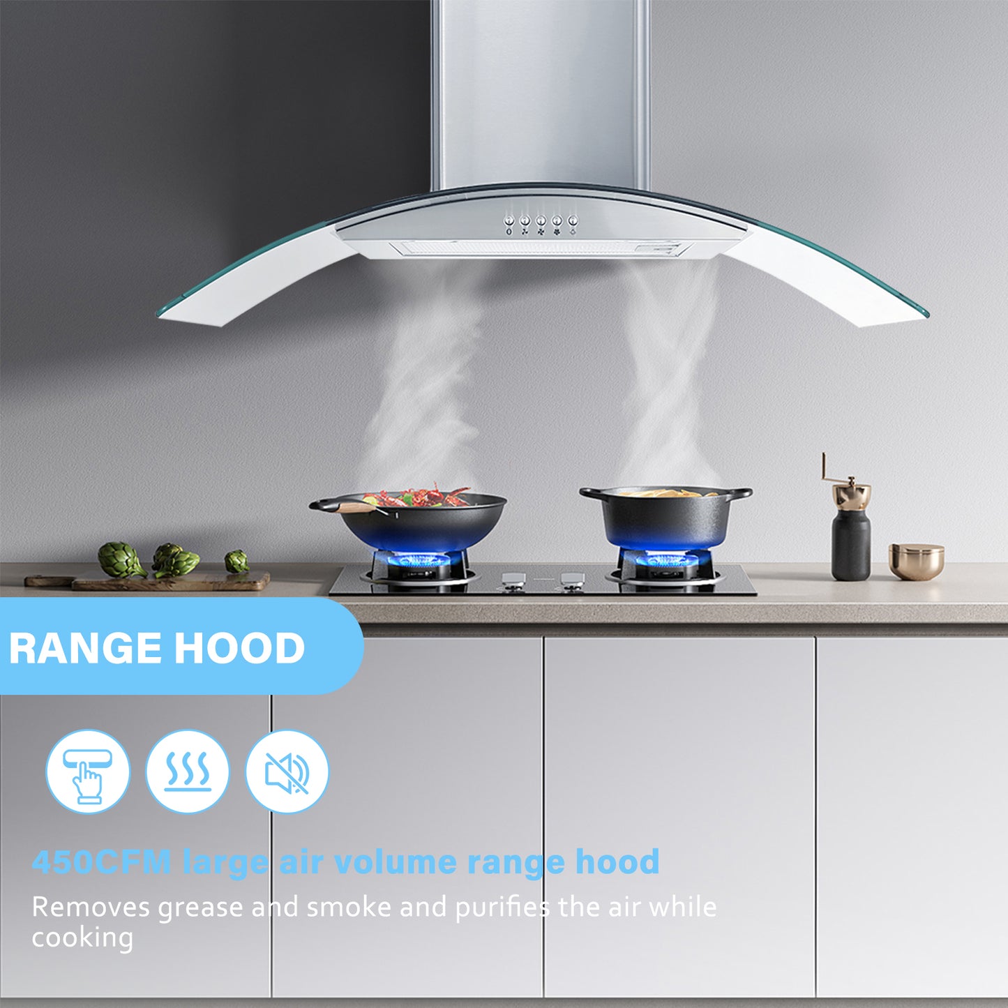 30-In 450-Cfm Ducted Silver Wall Mount Range Hoods With Charcoal Filter