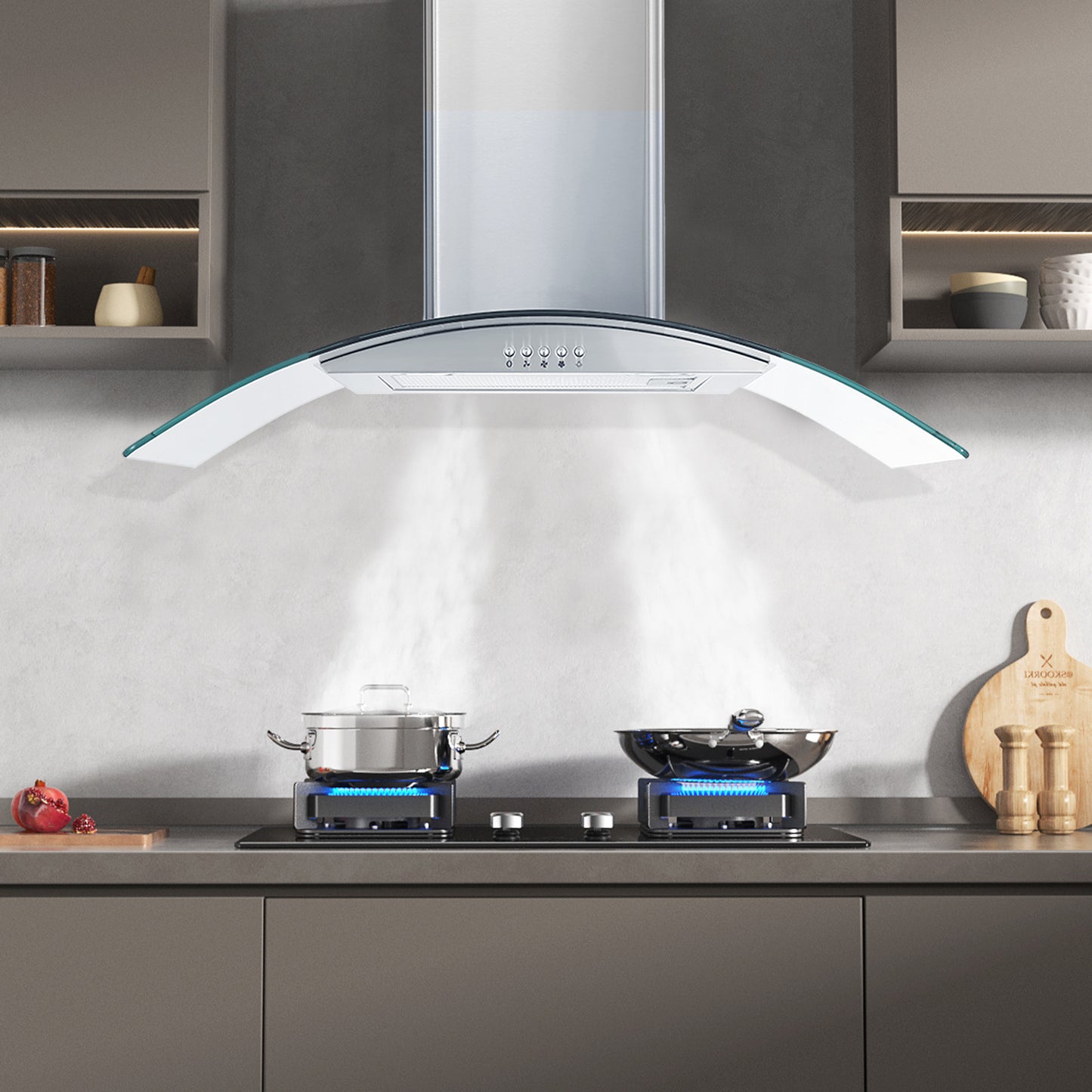 30-In 450-Cfm Ducted Silver Wall Mount Range Hoods With Charcoal Filter