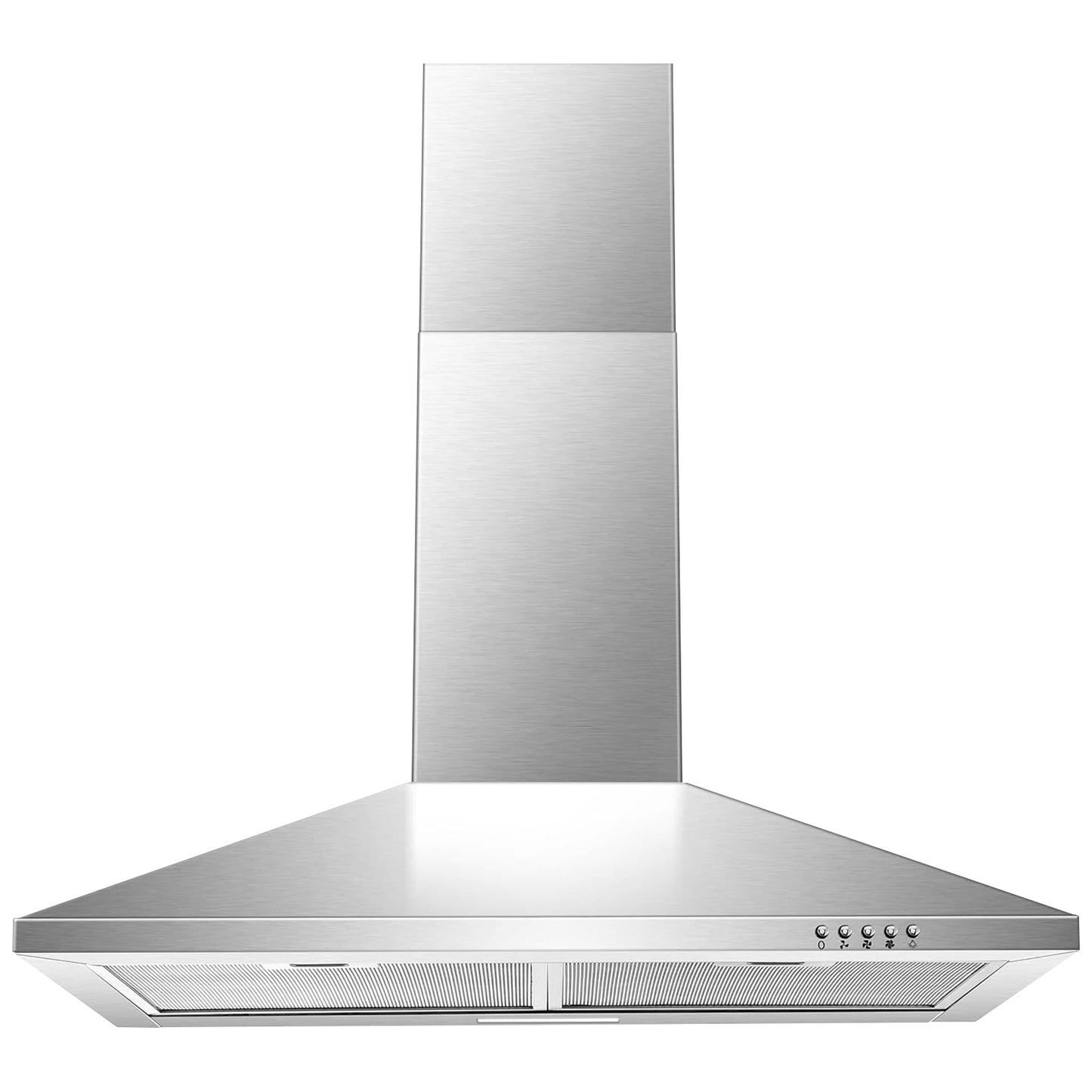 Three-Speed Range Hood 30 Inch Wall Mounted Range Hoods, Convertible Duct/Ductless Kitchen Hood, Max 450 Cfm, Black, Stainless Steel, Aluminum Filters, Led Light, Button Control Vent Hood (Silver)