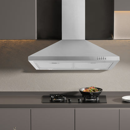 Stainless Steel 700 CFM Ducted (Vented) Wall Range Hood with Baffle Filter