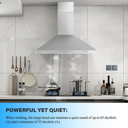 Stainless Steel 700 CFM Ducted (Vented) Wall Range Hood with Baffle Filter