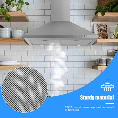 Stainless Steel 700 CFM Ducted (Vented) Wall Range Hood with Baffle Filter