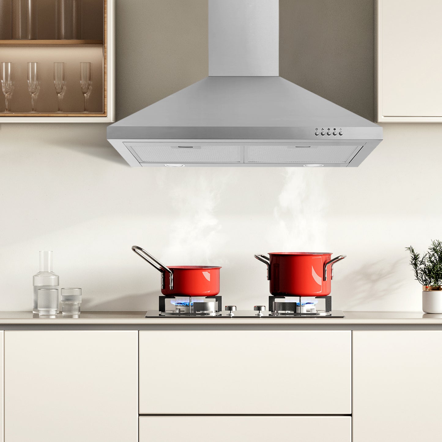 Stainless Steel 700 CFM Ducted (Vented) Wall Range Hood with Baffle Filter
