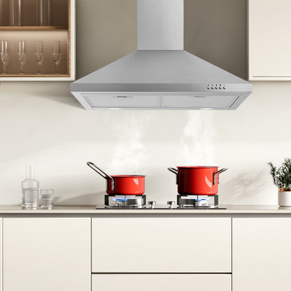 Stainless Steel 700 CFM Ducted (Vented) Wall Range Hood with Baffle Filter