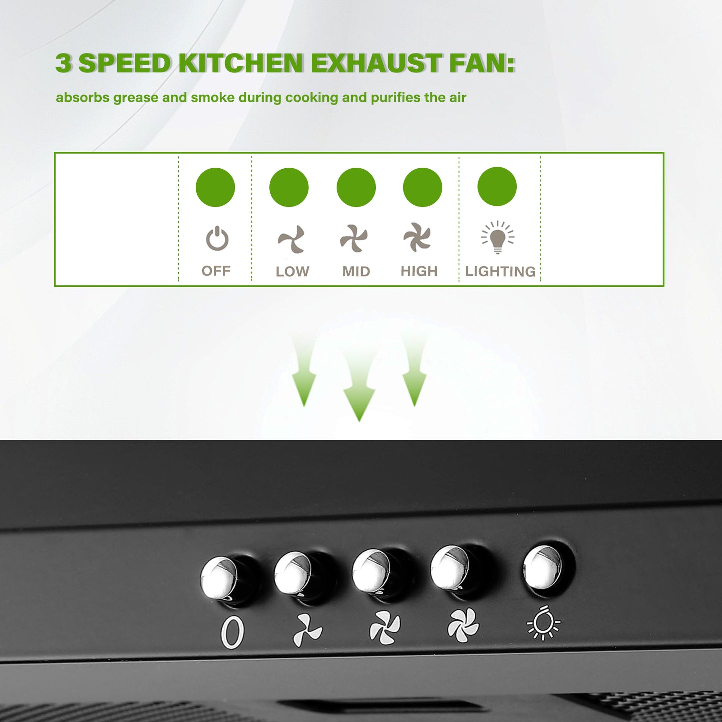 Stainless Steel 450 CFM Ducted (Vented) Wall Range Hood with Baffle Filter