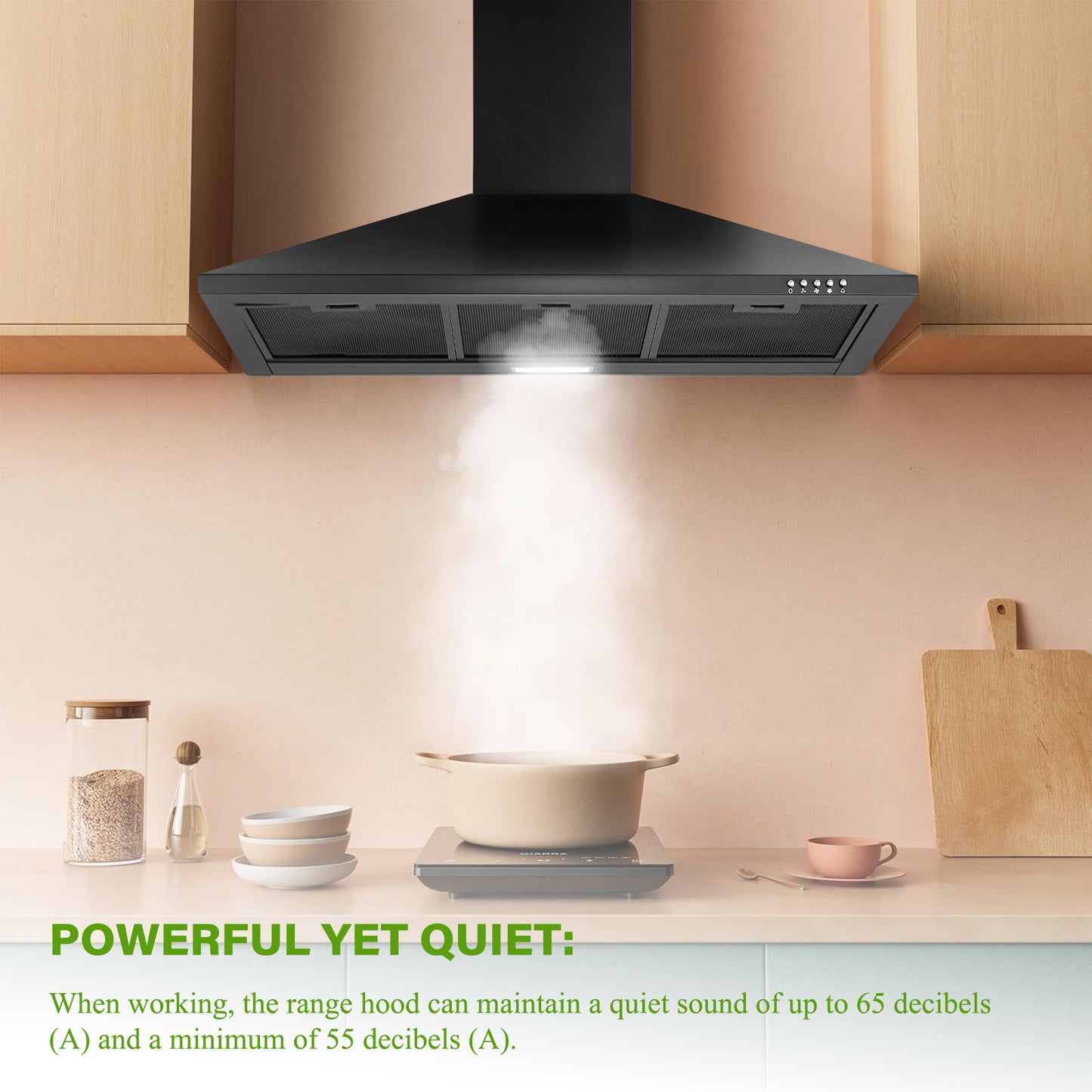 Stainless Steel 450 CFM Ducted (Vented) Wall Range Hood with Baffle Filter