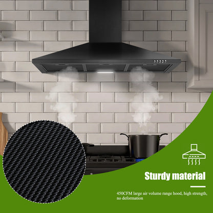 Stainless Steel 450 CFM Ducted (Vented) Wall Range Hood with Baffle Filter