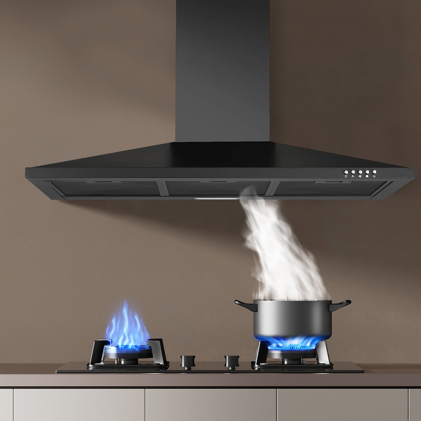 Stainless Steel 450 CFM Ducted (Vented) Wall Range Hood with Baffle Filter