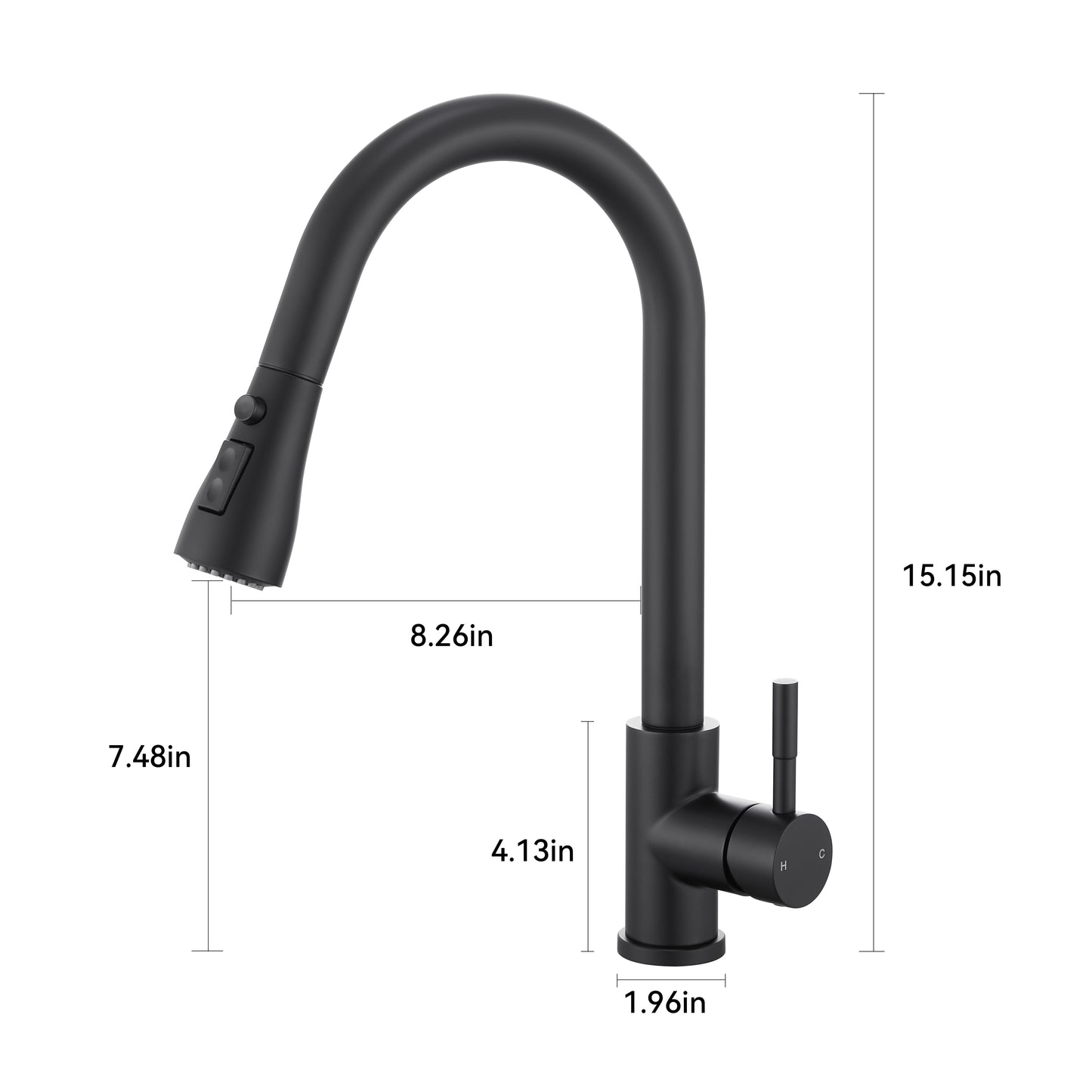 Single Handle Surface-Mounted Pull Out Sprayer Kitchen Faucet Standard Kitchen Faucet in Matte Black