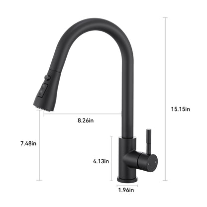 Single Handle Surface-Mounted Pull Out Sprayer Kitchen Faucet Standard Kitchen Faucet in Matte Black