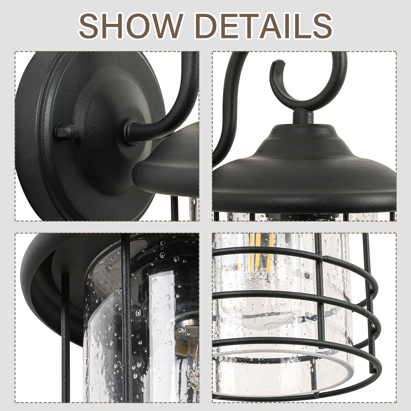 1 Waterproof Outdoor Wall Light, Outdoor Wall Light, Matte Black
