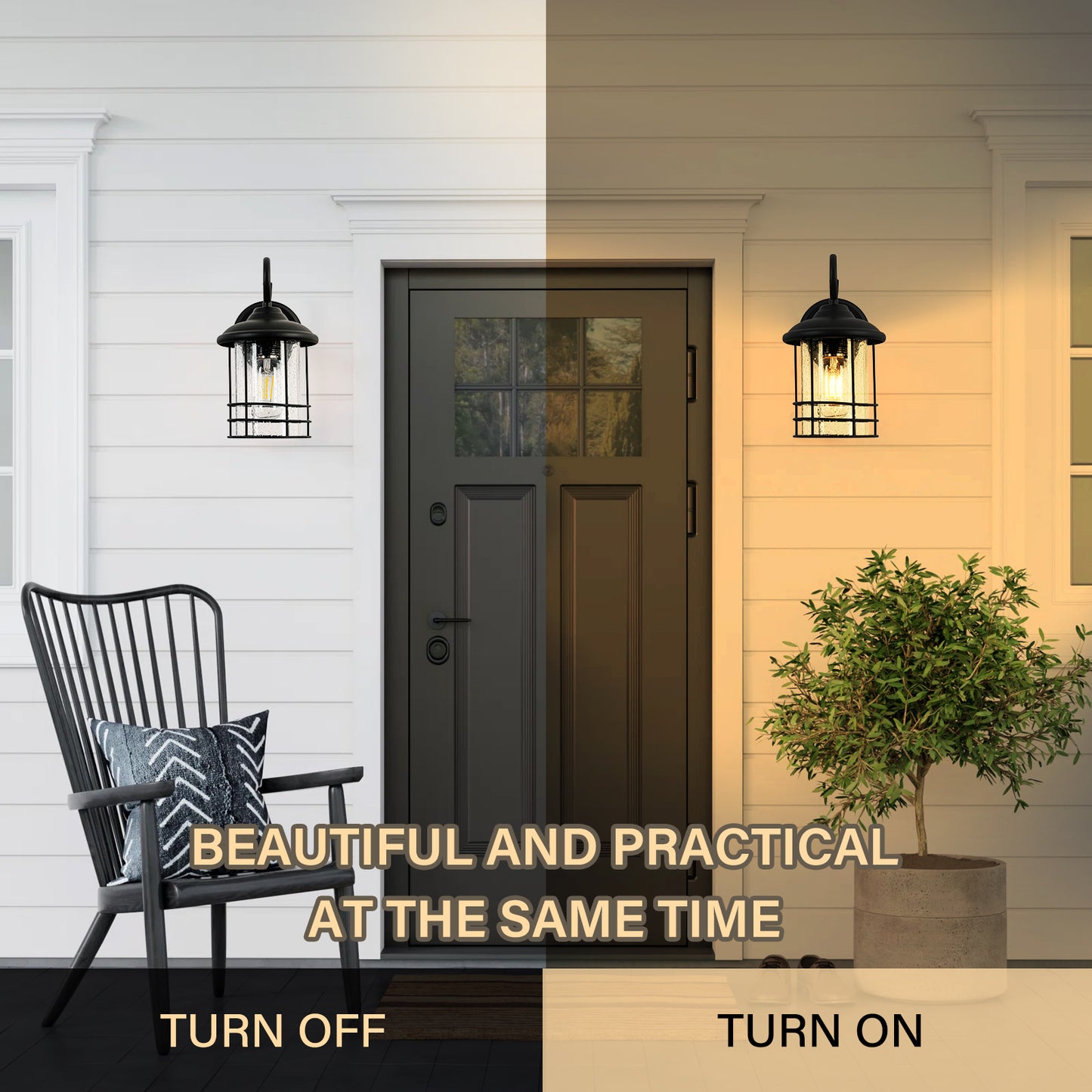 1 Waterproof Outdoor Wall Light, Outdoor Wall Light, Matte Black