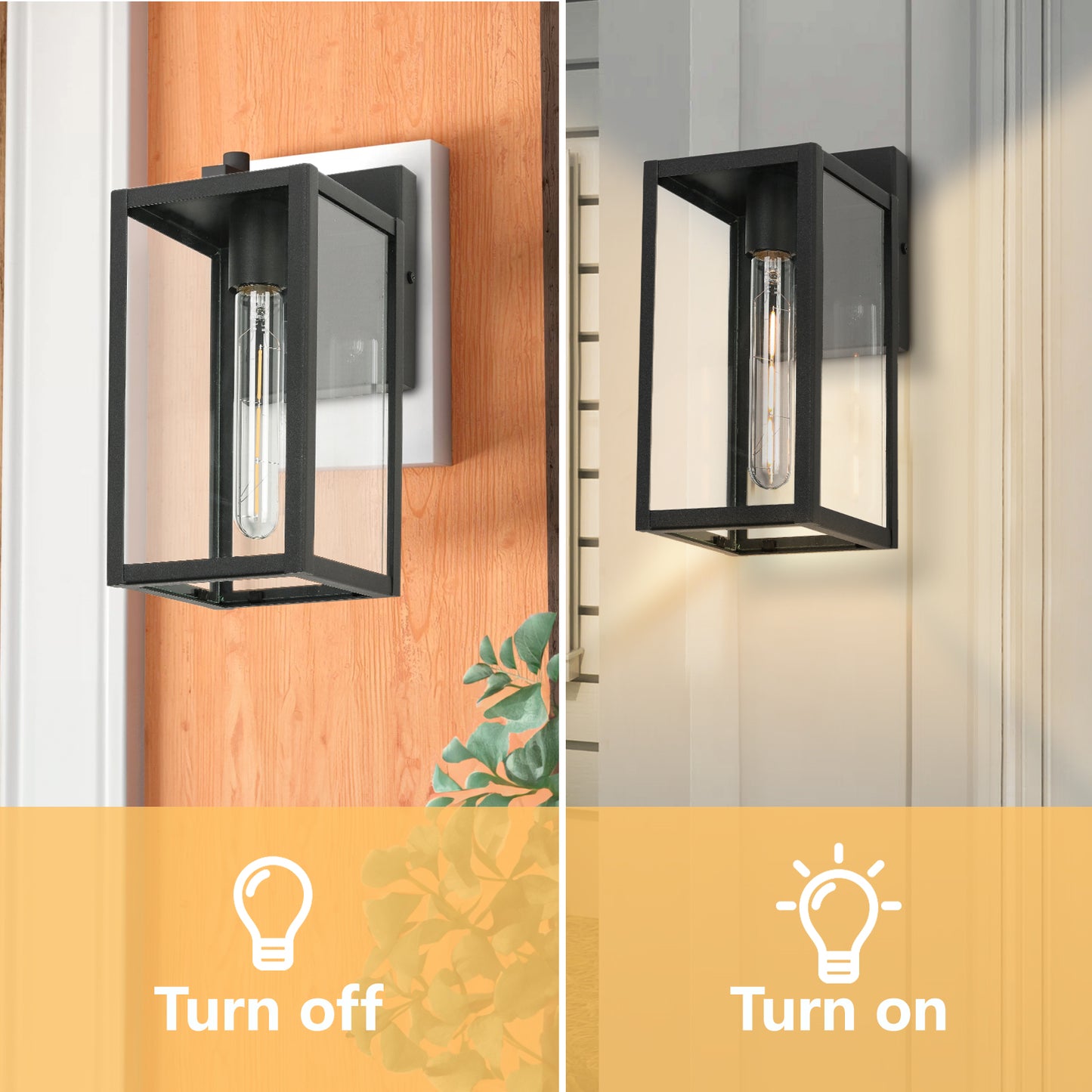 Black Not Motion Sensing Outdoor Hardwired Wall Lantern Sconce with No Bulbs Included