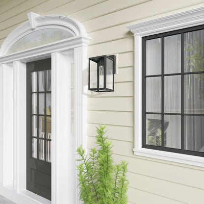 Black Not Motion Sensing Outdoor Hardwired Wall Lantern Sconce with No Bulbs Included