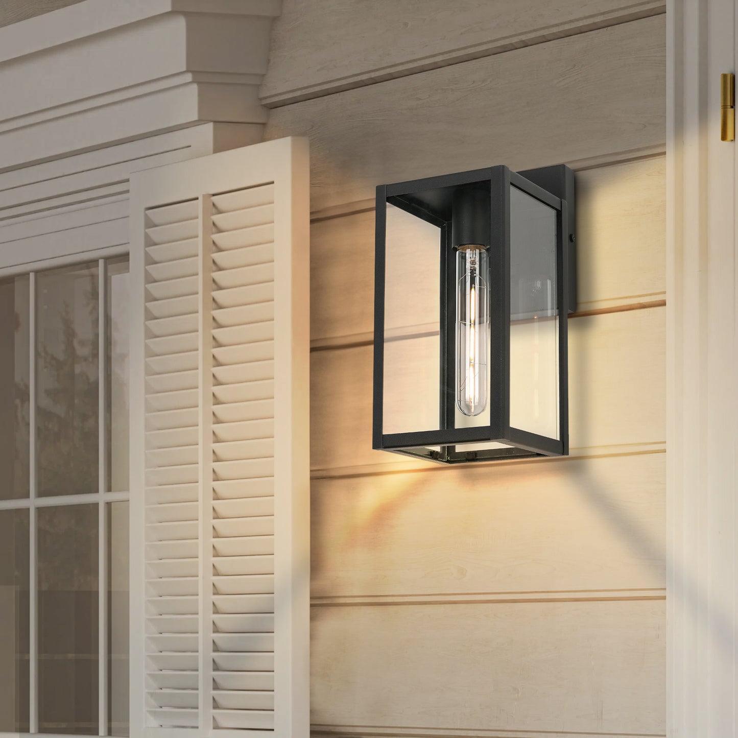 Black Not Motion Sensing Outdoor Hardwired Wall Lantern Sconce with No Bulbs Included
