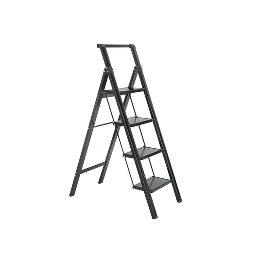4-Step Aluminum Folding Step Stool Ladder 330 lbs. Load Capacity Type IA Duty Rating (5.48 ft. Reach Height), Black