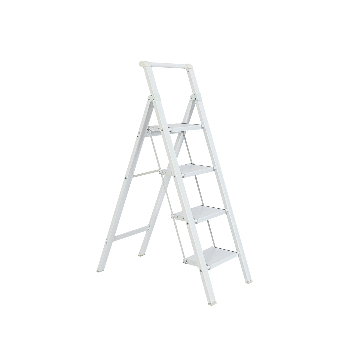 4-Step Aluminum Folding Step Stool Ladder 330 lbs. Load Capacity Type IA Duty Rating (5.48 ft. Reach Height), White