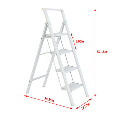 4-Step Aluminum Folding Step Stool Ladder 330 lbs. Load Capacity Type IA Duty Rating (5.48 ft. Reach Height), White