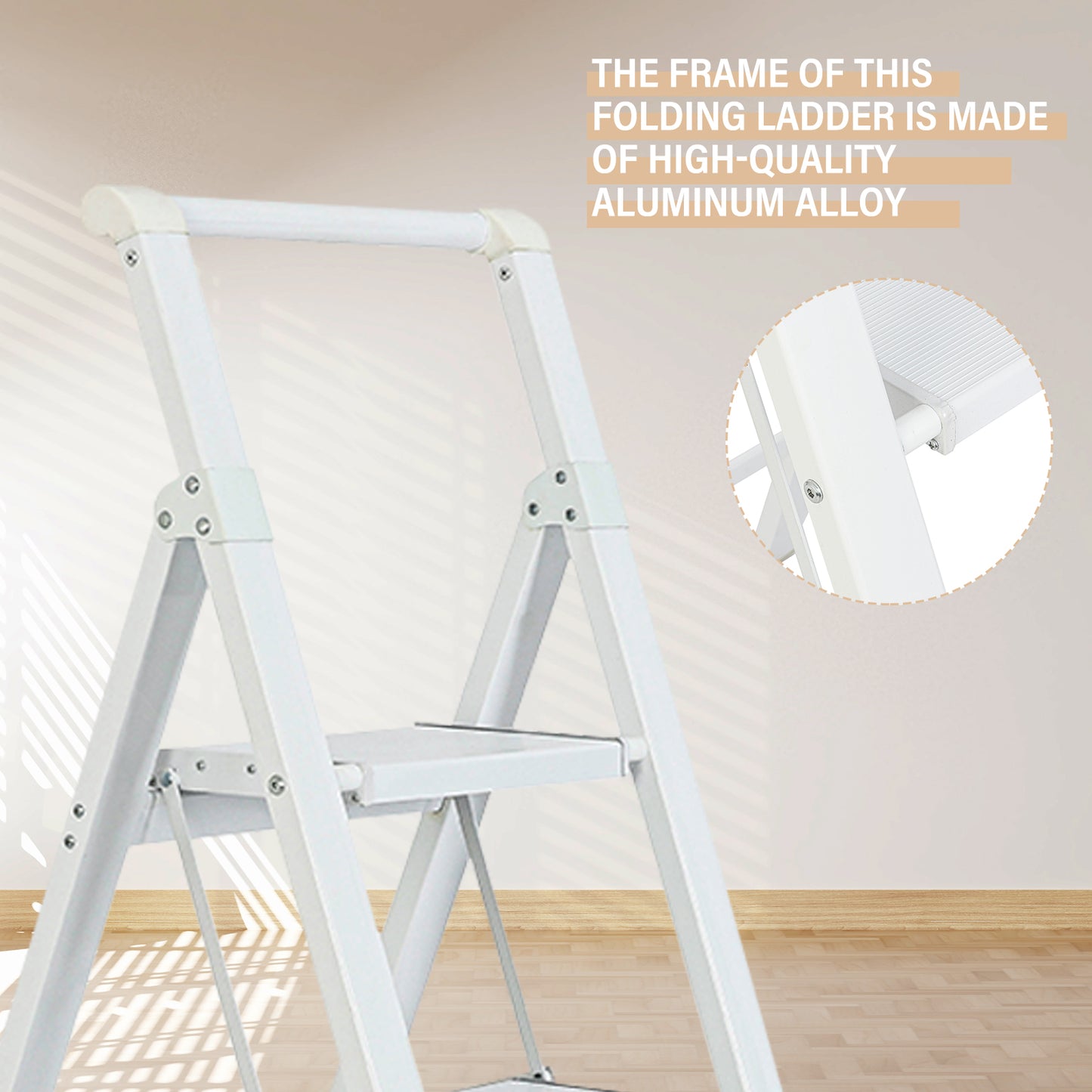 4-Step Aluminum Folding Step Stool Ladder 330 lbs. Load Capacity Type IA Duty Rating (5.48 ft. Reach Height), White