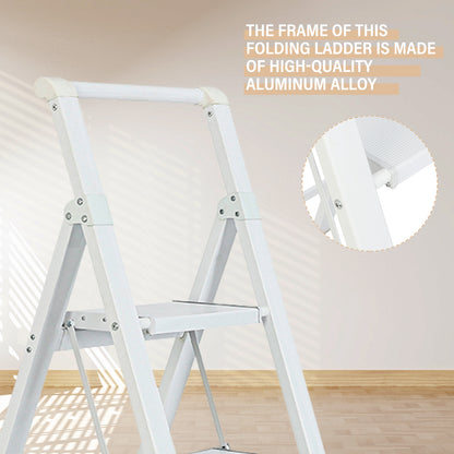 4-Step Aluminum Folding Step Stool Ladder 330 lbs. Load Capacity Type IA Duty Rating (5.48 ft. Reach Height), White