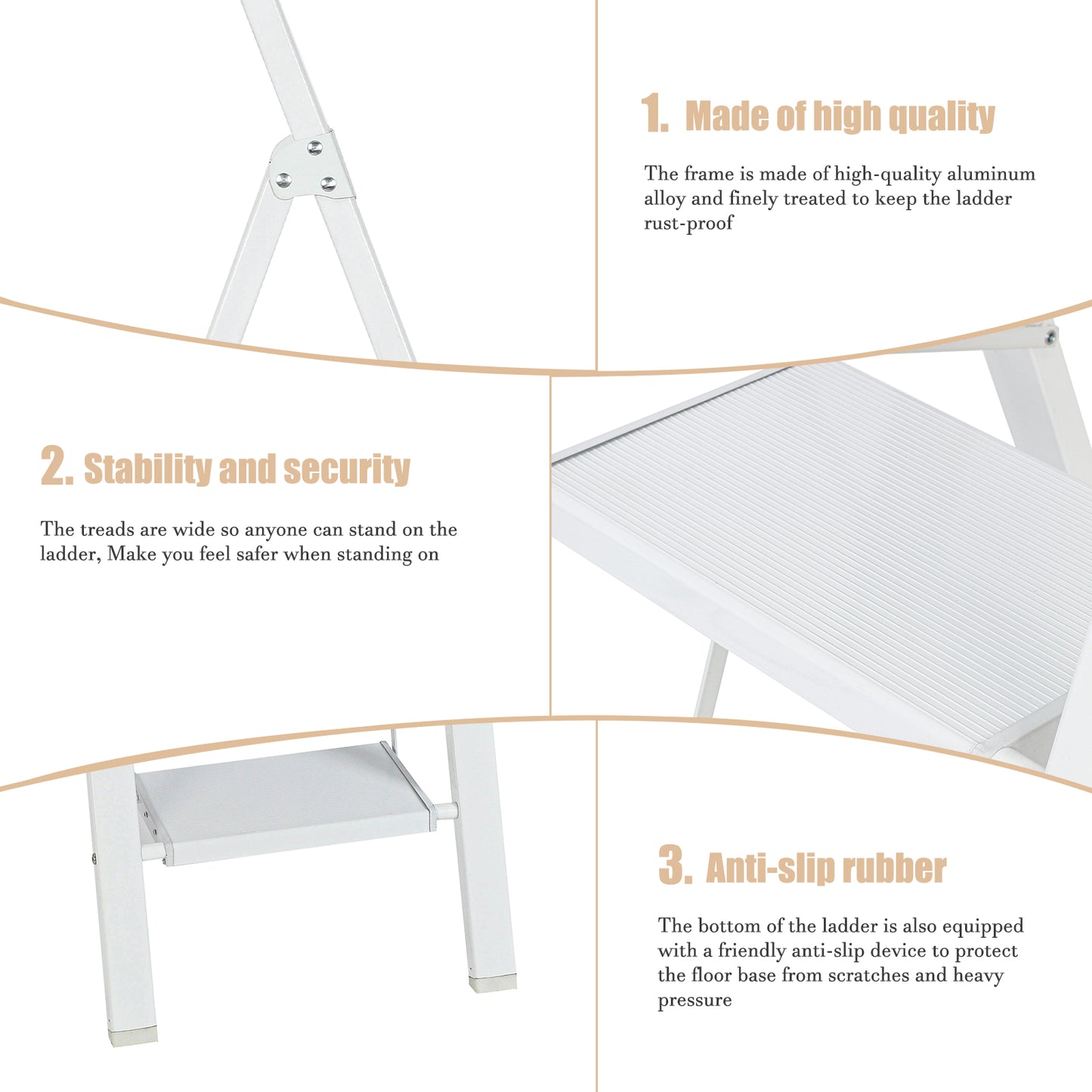 4-Step Aluminum Folding Step Stool Ladder 330 lbs. Load Capacity Type IA Duty Rating (5.48 ft. Reach Height), White