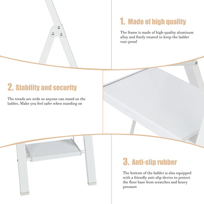 4-Step Aluminum Folding Step Stool Ladder 330 lbs. Load Capacity Type IA Duty Rating (5.48 ft. Reach Height), White