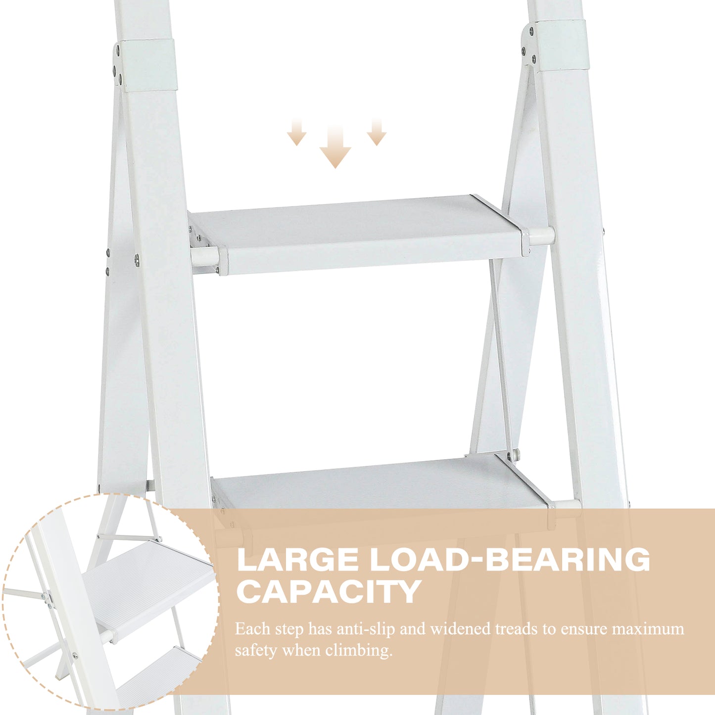 4-Step Aluminum Folding Step Stool Ladder 330 lbs. Load Capacity Type IA Duty Rating (5.48 ft. Reach Height), White