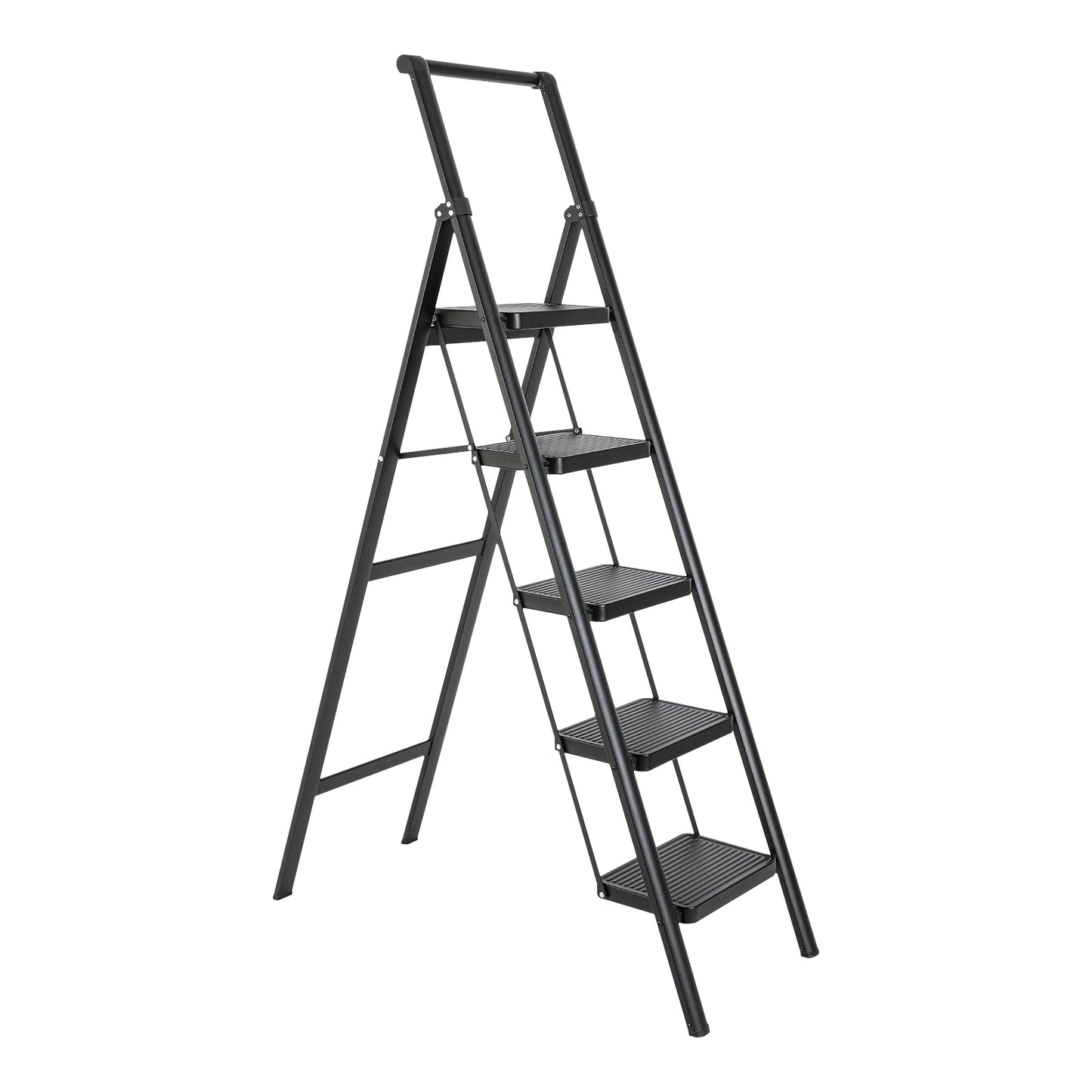 5-Step Aluminum Folding Step Stool Ladder 330 lbs. Load Capacity Type IA Duty Rating (5.54 ft. Reach Height), Black