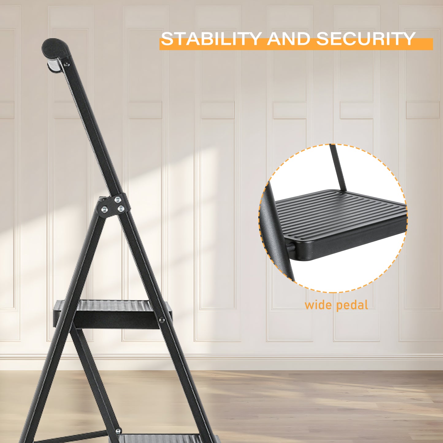5-Step Aluminum Folding Step Stool Ladder 330 lbs. Load Capacity Type IA Duty Rating (5.54 ft. Reach Height), Black