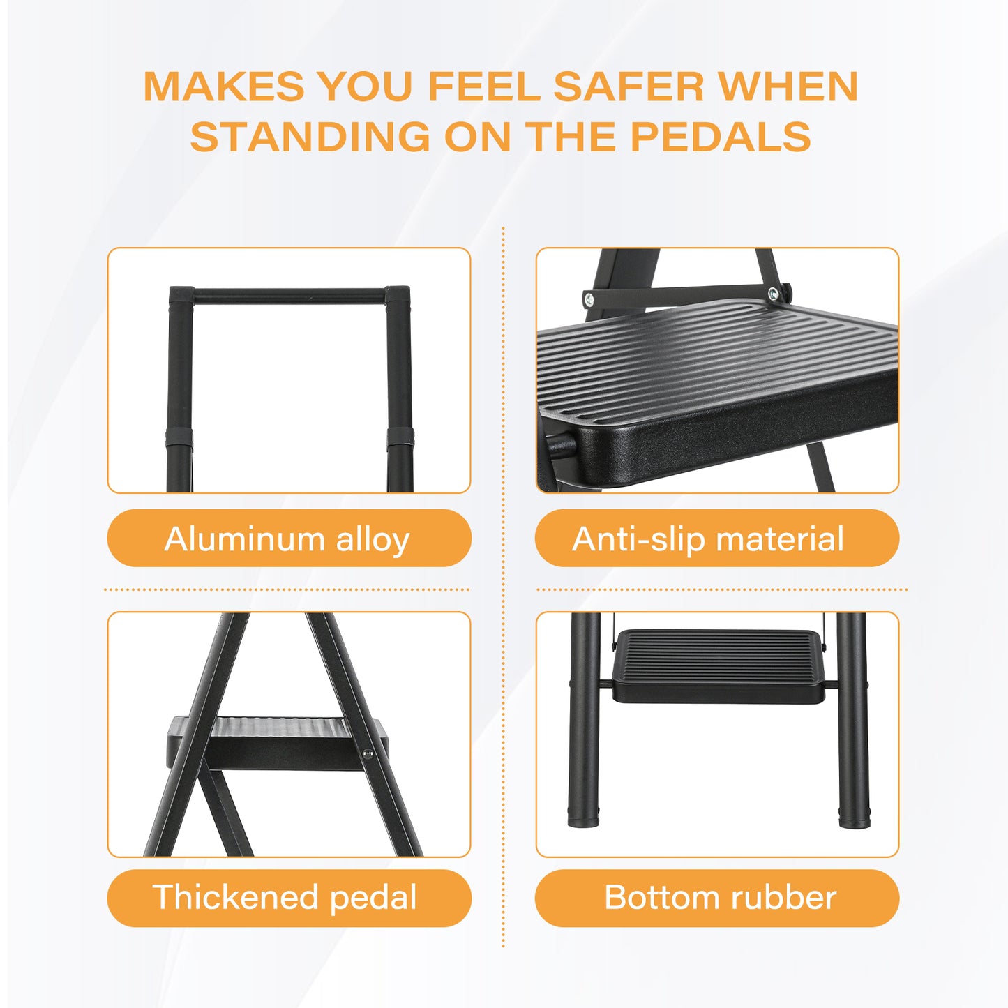 5-Step Aluminum Folding Step Stool Ladder 330 lbs. Load Capacity Type IA Duty Rating (5.54 ft. Reach Height), Black